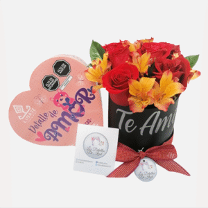 Box de 6 rosas, astromelias y chocolate linaje