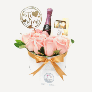 Box de 12 rosas, chocolate Ferrero Rocher, Riccadonna y topper