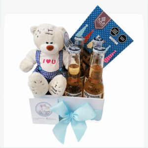 Box de 4 coronitas, chocolate Linaje y peluche