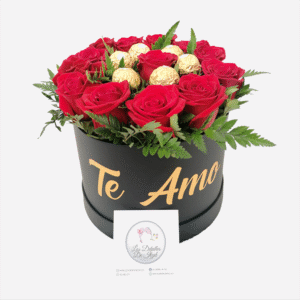Box de 13 rosas y 6 bombones Ferrero Rocher