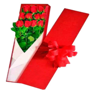 Caja con 12 rosas rojas