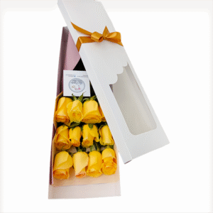 Caja de 12 rosas amarillas