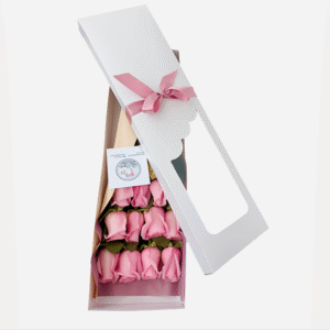 Caja de 12 rosas rosadas