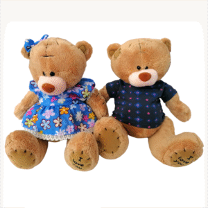 Pareja de peluches y globo pequeño según ocasión
