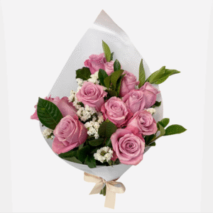 Ramo de 12 rosas y statice
