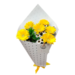 Ramo de 6 gerberas y mini margaritas